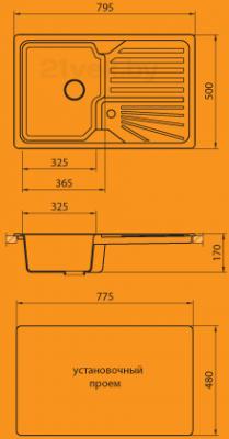 Мойка кухонная Granicom G014-06 (шампань) - схема монтажа