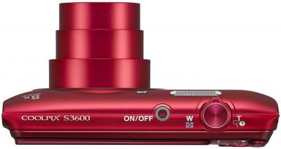 Компактный фотоаппарат Nikon Coolpix S3600 (Red) - вид сверху