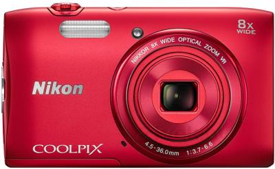 Компактный фотоаппарат Nikon Coolpix S3600 (Red) - вид спереди