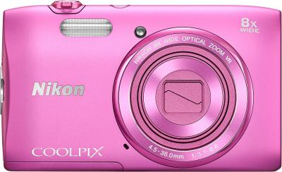 Компактный фотоаппарат Nikon Coolpix S3600 (Pink) - вид спереди