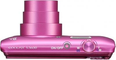 Компактный фотоаппарат Nikon Coolpix S3600 (Pink) - вид сверху