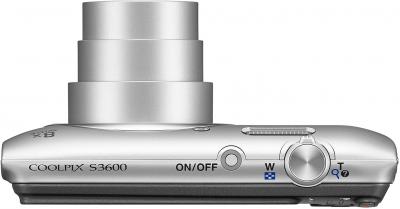 Компактный фотоаппарат Nikon Coolpix S3600 (Silver) - общий вид