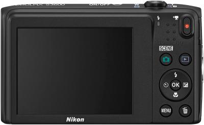 Компактный фотоаппарат Nikon Coolpix S3600 (черный) - вид сзади