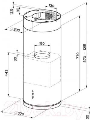 Вытяжка коробчатая Faber Cylindra ISOLA EG10 X A37 - технический чертеж