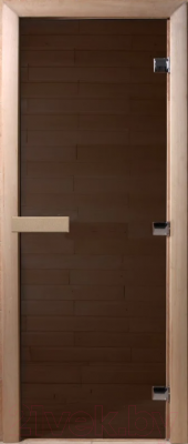 Стеклянная дверь для бани/сауны Doorwood Теплая ночь 210x80 (бронза матовая, коробка осина)