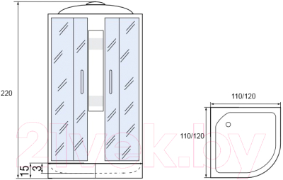 Душевая кабина RIVER Мономах 110/110/15 С МЗ