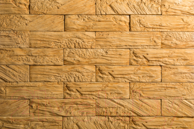 Декоративный камень бетонный РуБелЭко Кирпич древесный КД-001 (слоновая кость с оранжевым травлением)