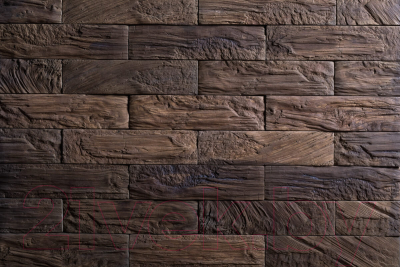 Декоративный камень бетонный РуБелЭко Кирпич древесный КД-004 (коричневый с коричневым травлением)