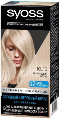 

Крем-краска для волос Syoss, Блонд, Permanent Coloration осветлитель 10-13