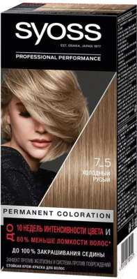 

Крем-краска для волос Syoss, Блонд;русый, Salonplex Permanent Coloration 7-5