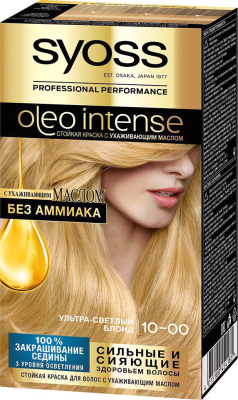 

Крем-краска для волос Syoss, Блонд, Oleo Intense стойкая 10-00