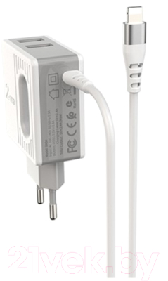 

Зарядное устройство сетевое Borofone, Белый, BA34 + кабель AM-8pin Lightning / 6931474715296
