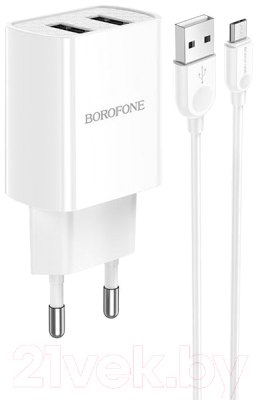 Зарядное устройство сетевое Borofone BA53A + кабель AM-microBM / 6931474739186 (белый)