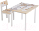 Комплект мебели с детским столом Polini Kids Disney Baby 105 S Бэмби / 0003098 (бежевый/белый) - 