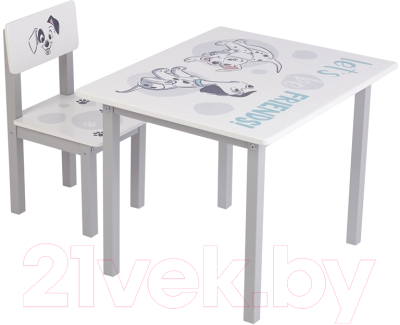 Комплект мебели с детским столом Polini Kids Disney Baby 105 S 101 Далматинец / 0003096 (белый/серый)