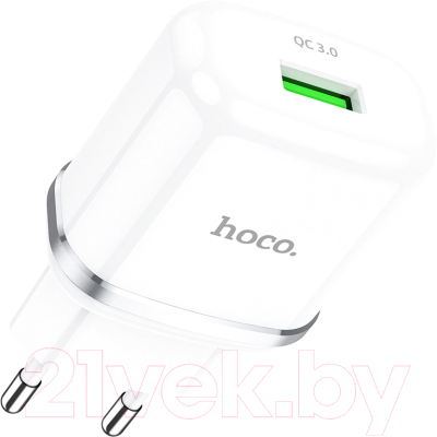 Зарядное устройство сетевое Hoco N3 + кабель AM-microBM / 6931474729378 (белый)