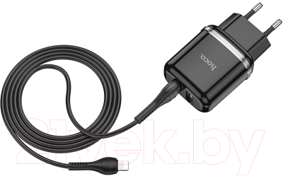 Зарядное устройство сетевое Hoco N4 + кабель AM-8pin Lightning / 6931474731012 (черный)