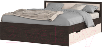 Двуспальная кровать Стендмебель Гармония КР-604 160x200 (дуб белфорт/венге)