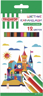 Изображение товара Набор цветных карандашей Пифагор Замок / 181339 (12шт)