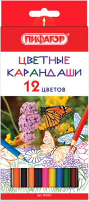 

Набор цветных карандашей Пифагор, Ассорти, Бабочки / 181351