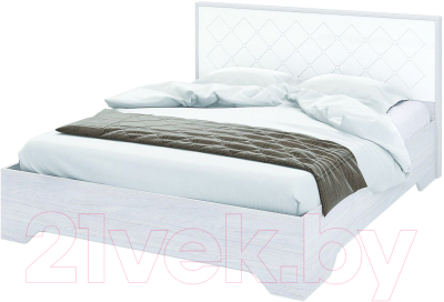 Двуспальная кровать Стендмебель Сальма КР-026 с ПМ (белый глянец/ясень анкор)