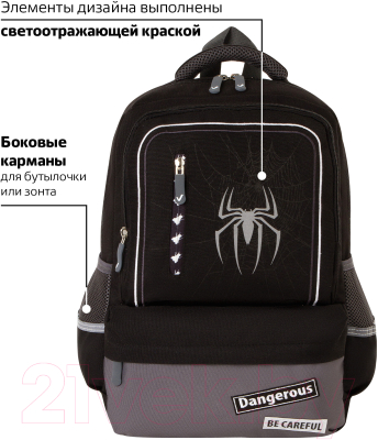 Школьный рюкзак Brauberg Spider / 229978 (черный)