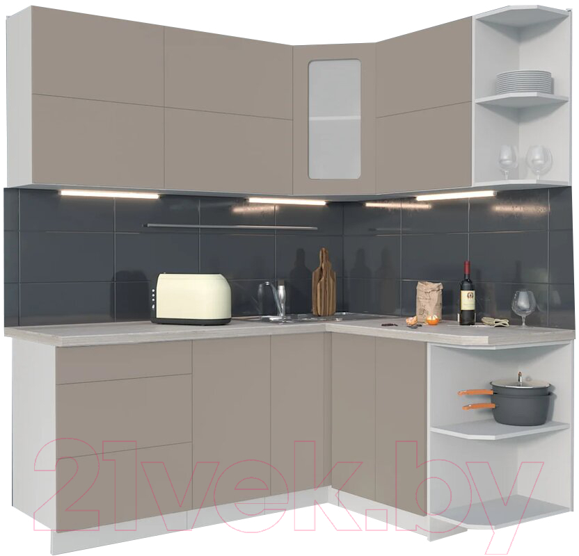 Кухонный гарнитур Интерлиния Мила Матте 1.5x1.9 А правая