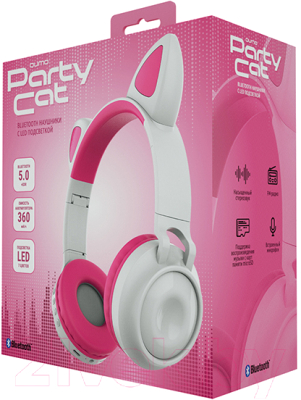 Беспроводные наушники Qumo Party Cat ВТ 0025 (белый/розовый)