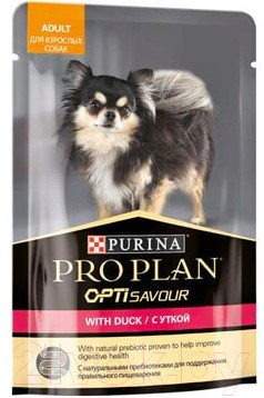 Влажный корм для собак Pro Plan Adult OptiSavour с уткой (85г)