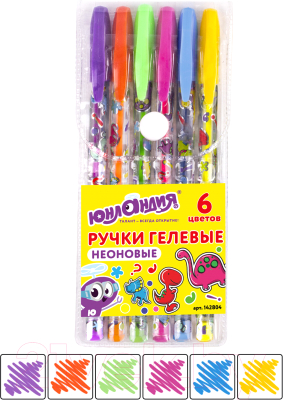 Изображение товара Набор гелевых ручек Юнландия Неон / 142804 (6шт)