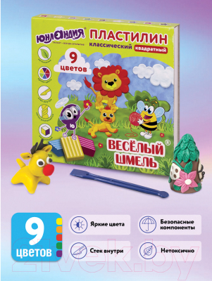 Изображение товара Пластилин Юнландия Веселый шмель 104823 (12цв)