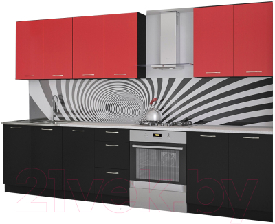 Готовая кухня Артём-Мебель Оля 2.2 ДСП (красный/черный)