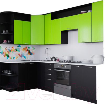 Готовая кухня Артём-Мебель Виола 2.6 ДСП (лайм/черный)
