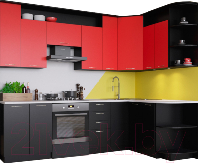 Готовая кухня Артём-Мебель Виола 2.6 ДСП (красный/черный)