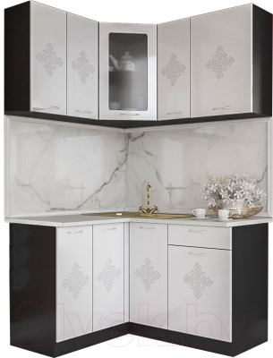 Готовая кухня Артём-Мебель Жасмин со стеклом МДФ/глянец (белый)