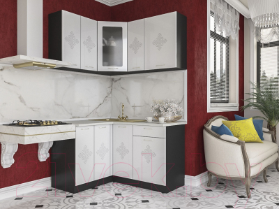 Готовая кухня Артём-Мебель Жасмин со стеклом МДФ/глянец (белый)