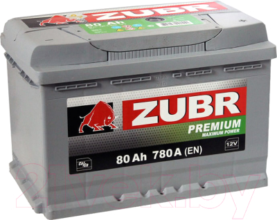 Автомобильный аккумулятор Zubr Premium R+ (80 А/ч)