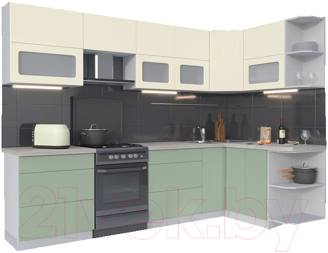 Кухонный гарнитур Интерлиния Мила Матте 1.5x2.9 Б правая