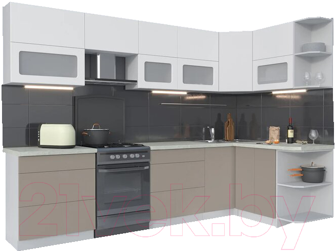 Кухонный гарнитур Интерлиния Мила Матте 1.5x3.0 Б правая