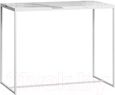 Барный стол Loftyhome Годмар / 1627052 (мрамор сноу с белым основанием)