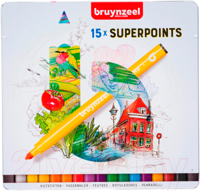 Набор маркеров Bruynzeel Super Point / 60324015 (15шт)