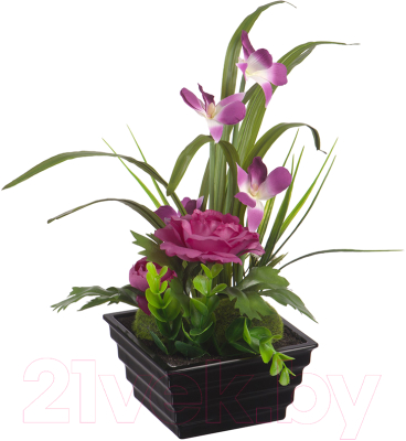 Искусственный цветок Вещицы Орхидеи и лютики в горшке / YW-23 (фиолетовый)