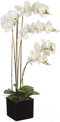 Искусственный цветок Вещицы Орхидея в горшке / YW-36 (белый)
