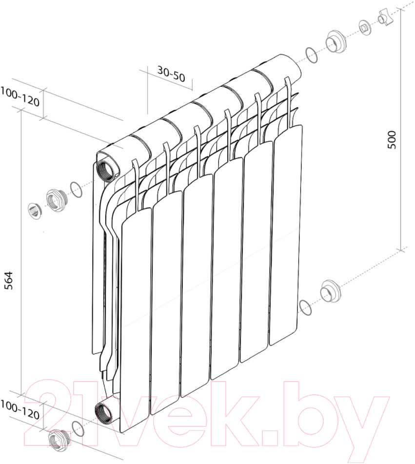 Радиатор биметаллический Royal Thermo Revolution Bimetall 500