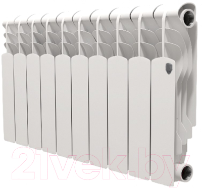 Радиатор биметаллический Royal Thermo Revolution Bimetall 350 (10 секций, с монтажным комплектом и угловыми кранами)