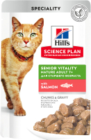 Влажный корм для кошек Hill's Science Plan Mature Adult 7+ Senior Vitality Salmon / 605259 (85г) - 
