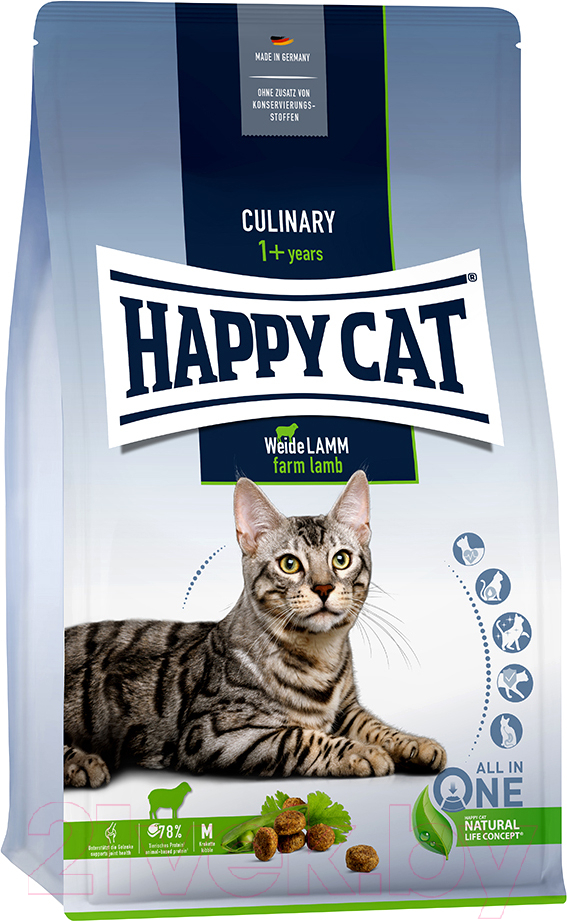 Сухой корм для кошек Happy Cat Culinary Weide-Lamm 33/15 ягненок / 70550