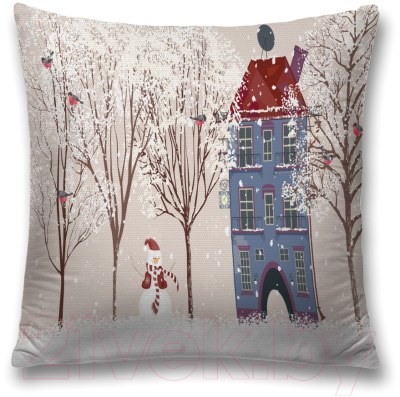 

Наволочка декоративная JoyArty, Снеговик во дворе / sl_78662