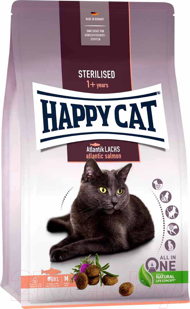 Сухой корм для кошек Happy Cat Sterilised Adult Atlantik-Lachs Лосось / 70581