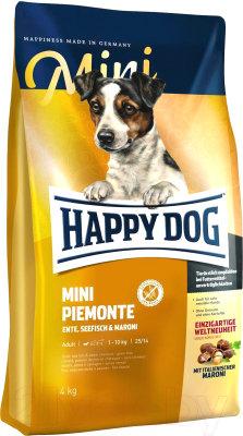 

Корм для собак Happy Dog, Mini Piemonte Утка, морская рыба, сладкий каштан / 60449